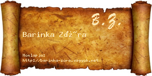 Barinka Zóra névjegykártya